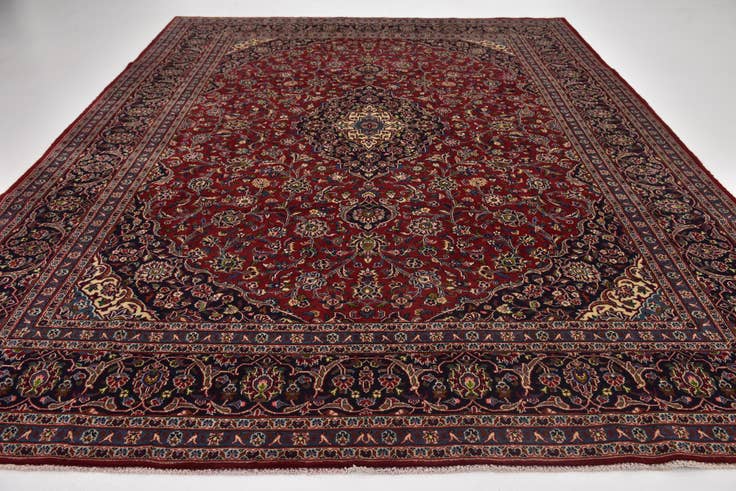 Detail image of 9' 8 x 12' 6 Hand Knotted Mashad Persian Wool Rug