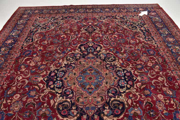 9' 9 x 12' 5 Hand Knotted Mashad Persian Wool Rug