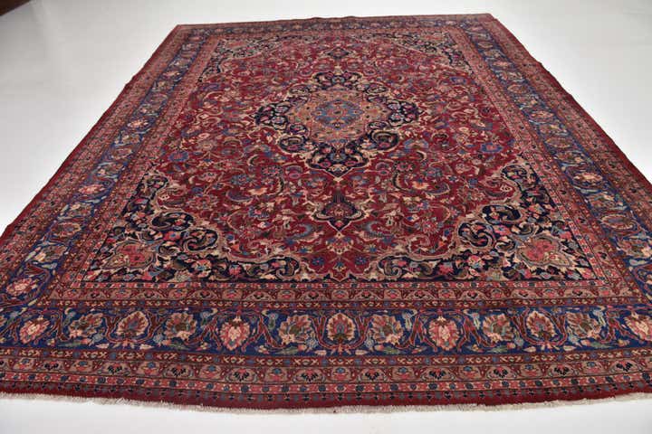 9' 9 x 12' 5 Hand Knotted Mashad Persian Wool Rug