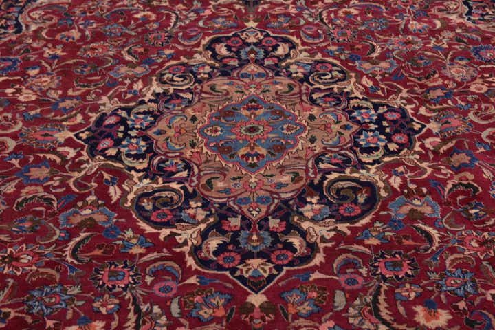 9' 9 x 12' 5 Hand Knotted Mashad Persian Wool Rug