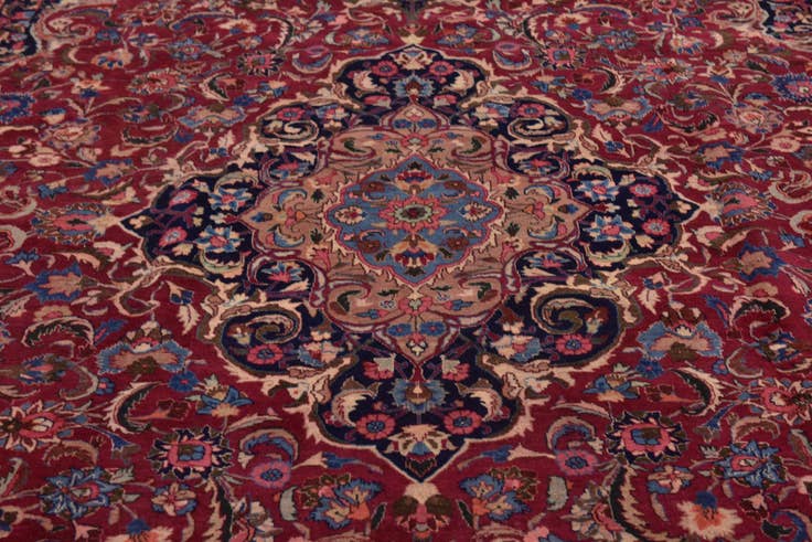 Detail image of 9' 9 x 12' 5 Hand Knotted Mashad Persian Wool Rug