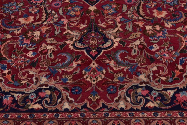 Detail image of 9' 9 x 12' 5 Hand Knotted Mashad Persian Wool Rug
