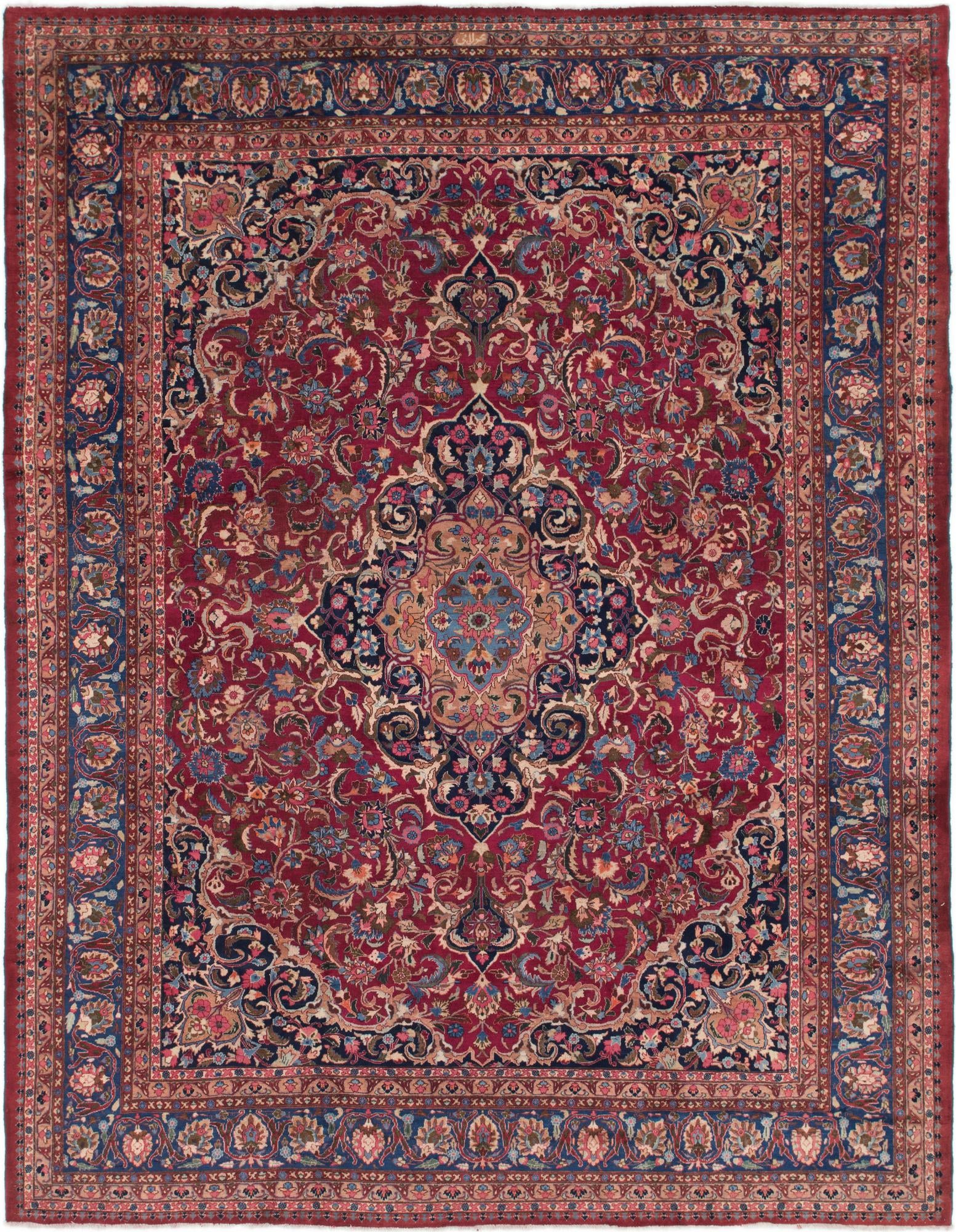 9' 9 x 12' 5 Hand Knotted Mashad Persian Wool Rug