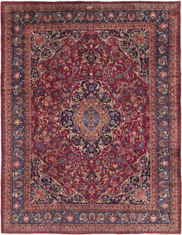 9' 9 x 12' 5 Hand Knotted Mashad Persian Wool Rug