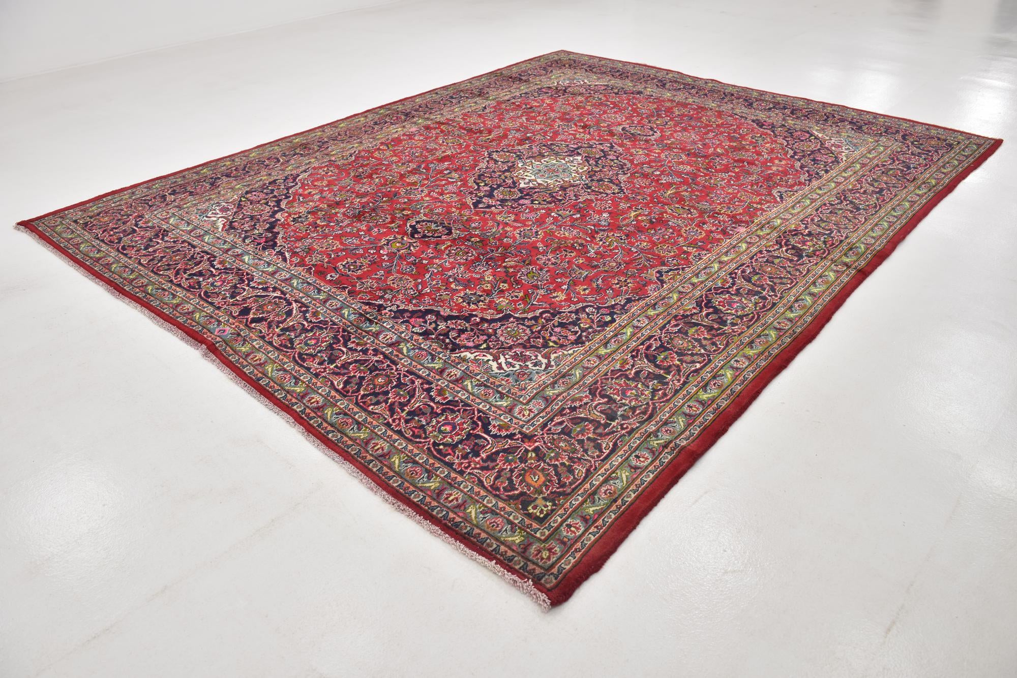 9' 9 x 12' 7 Hand Knotted Mashad Persian Wool Rug