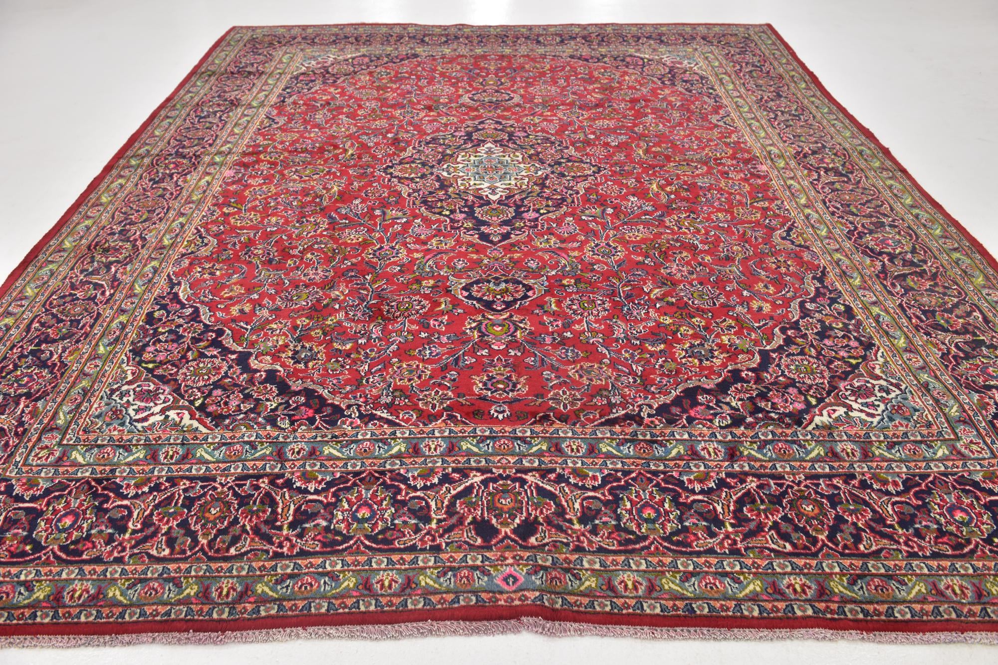 9' 9 x 12' 7 Hand Knotted Mashad Persian Wool Rug