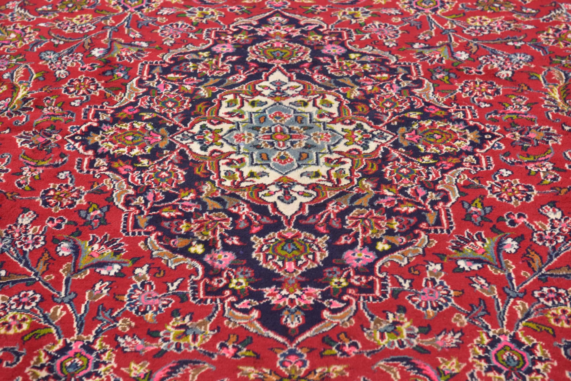 9' 9 x 12' 7 Hand Knotted Mashad Persian Wool Rug