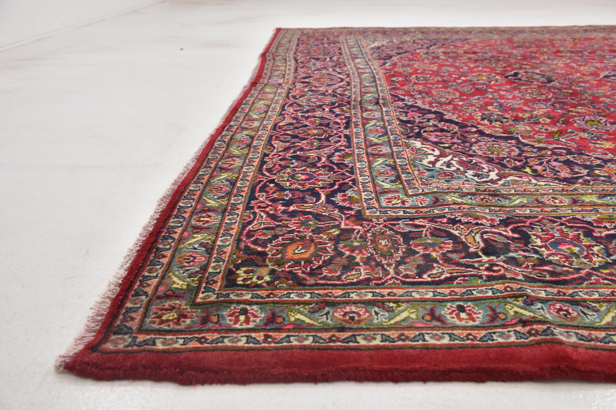9' 9 x 12' 7 Hand Knotted Mashad Persian Wool Rug