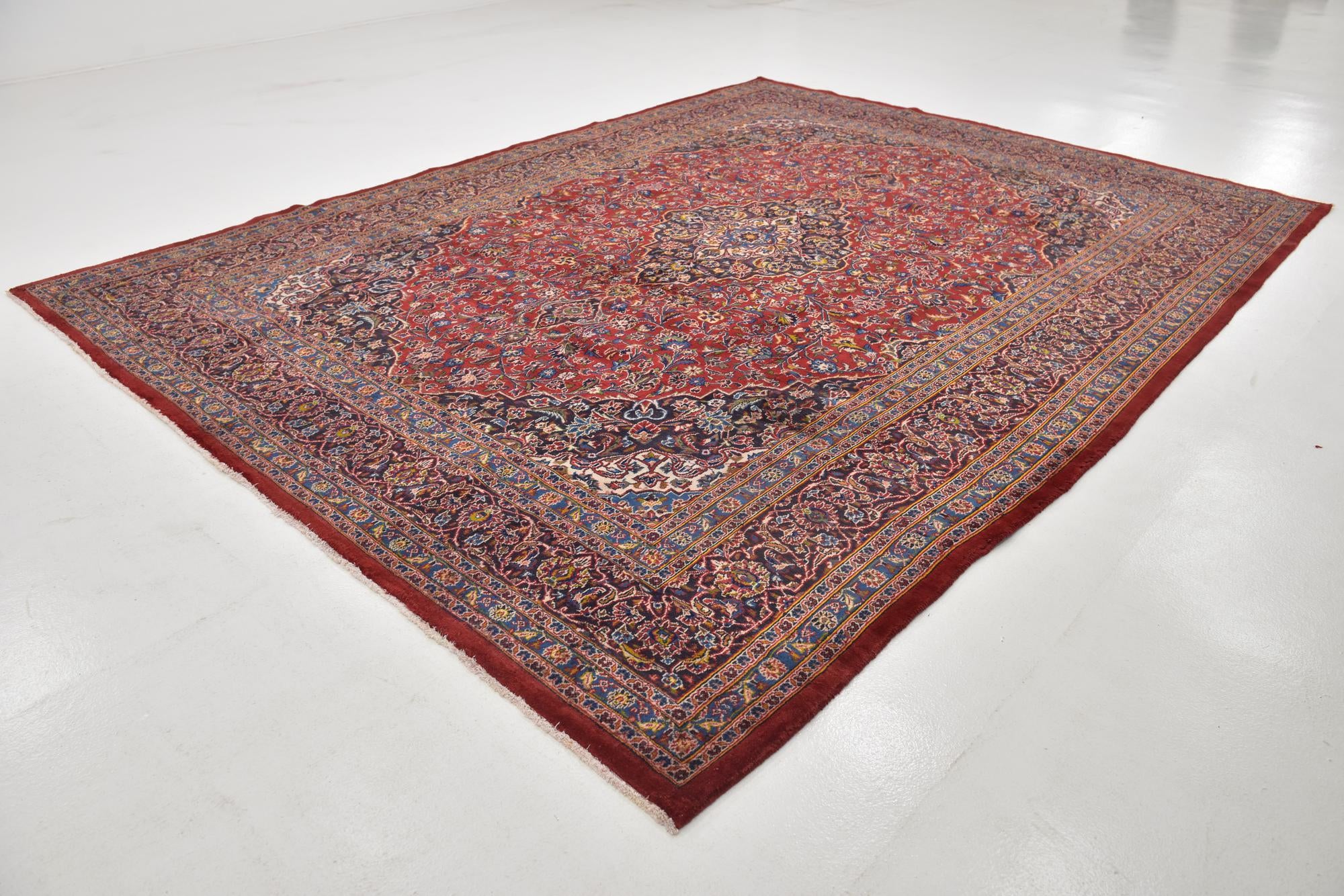 9' 7 x 12' 9 Hand Knotted Mashad Persian Wool Rug