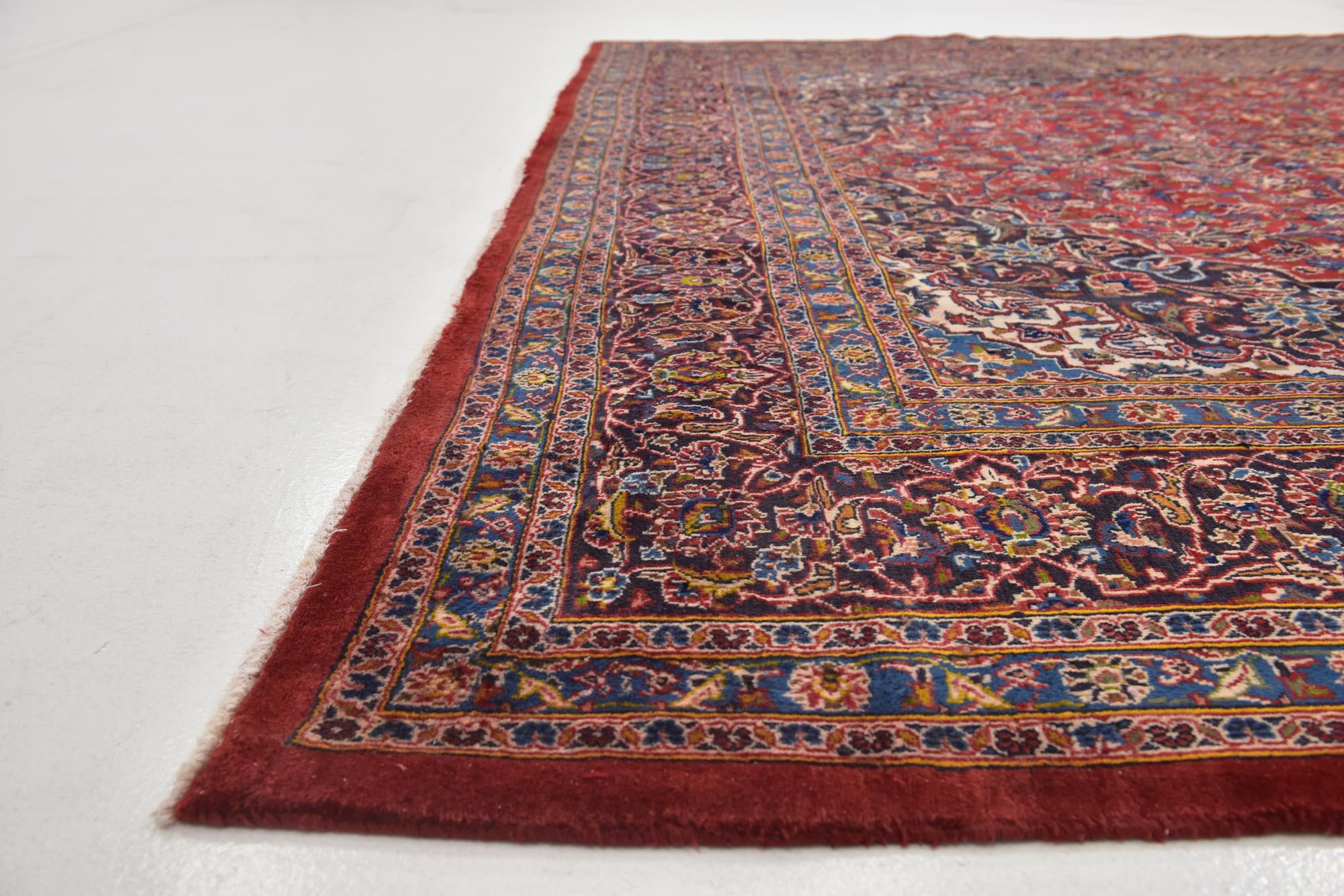 9' 7 x 12' 9 Hand Knotted Mashad Persian Wool Rug