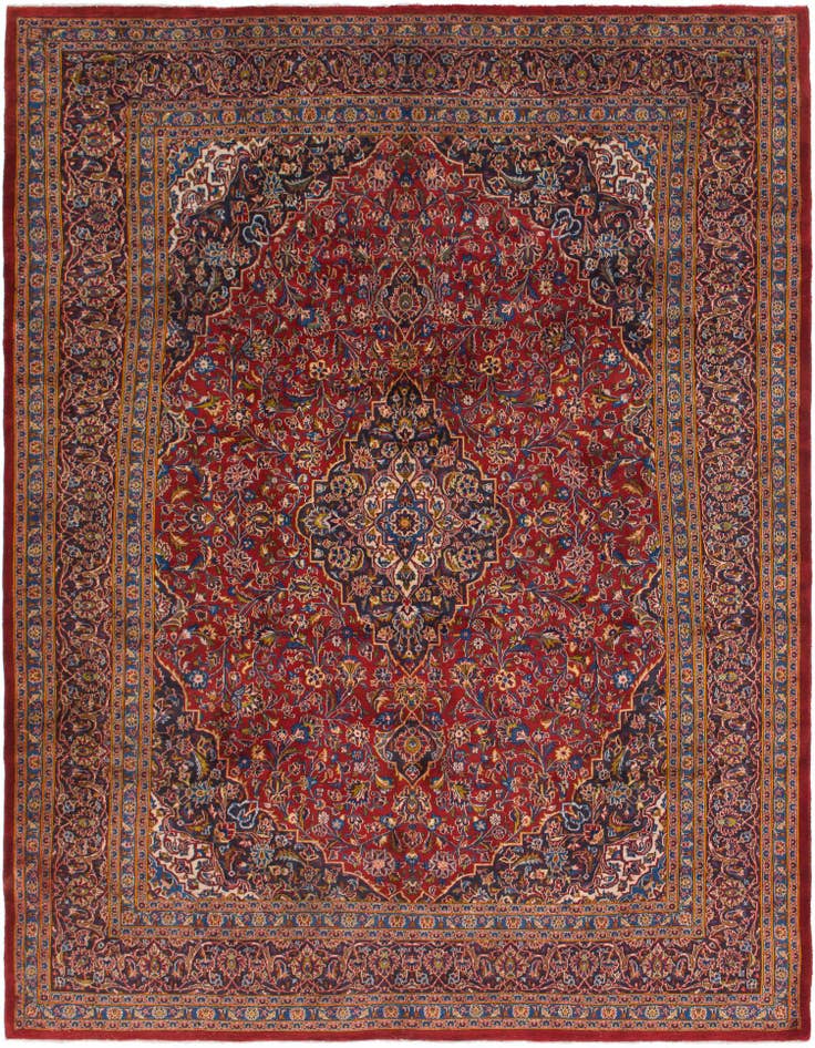 Detail image of 9' 7 x 12' 9 Hand Knotted Mashad Persian Wool Rug