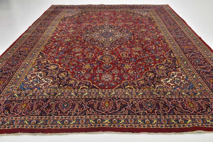 9' 8 x 13' 7 Hand Knotted Mashad Persian Wool Rug
