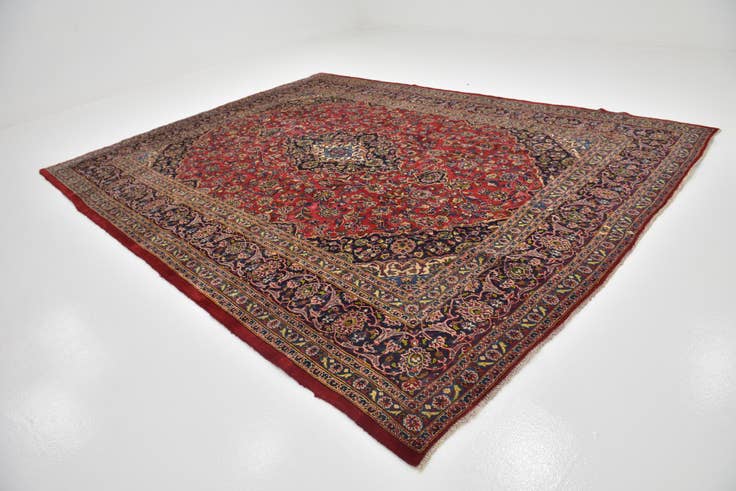 Detail image of 9' 9 x 12' 9 Hand Knotted Mashad Persian Wool Rug