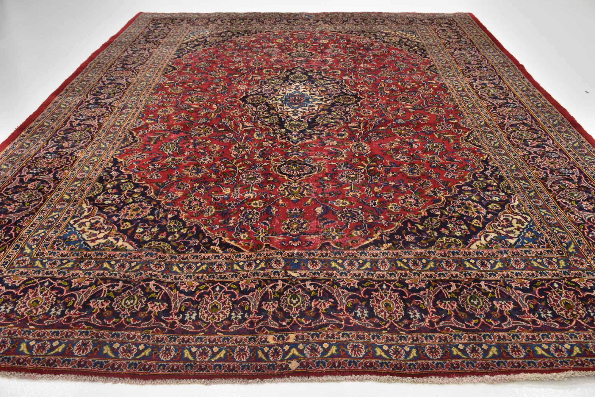9' 9 x 12' 9 Hand Knotted Mashad Persian Wool Rug