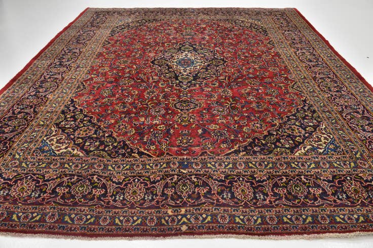 Detail image of 9' 9 x 12' 9 Hand Knotted Mashad Persian Wool Rug