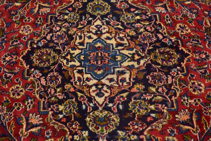 Detail image of 9' 9 x 12' 9 Hand Knotted Mashad Persian Wool Rug