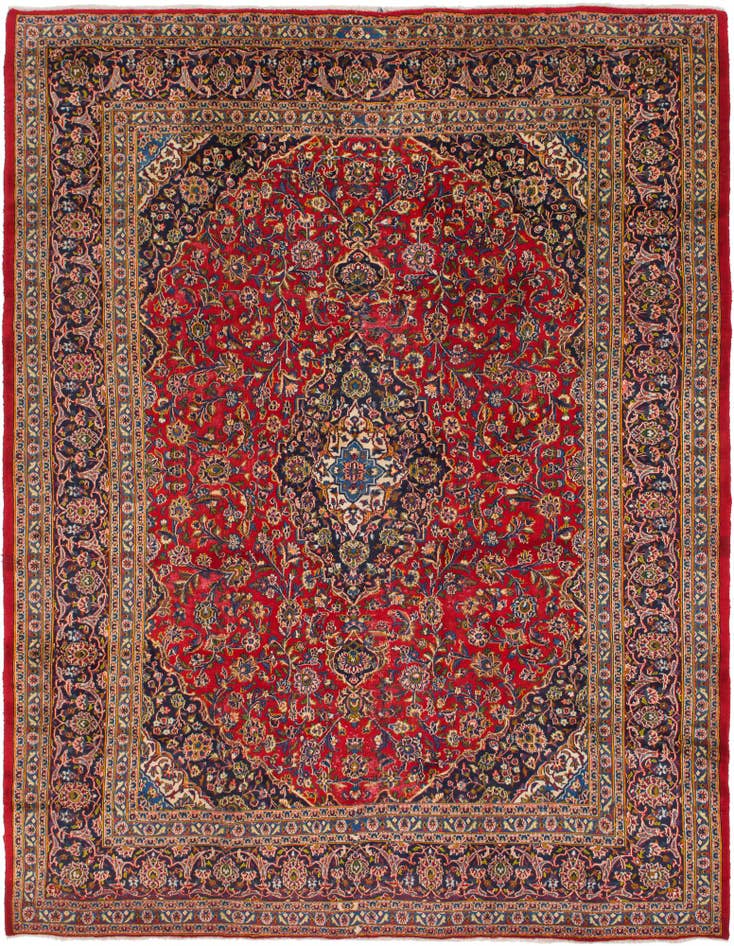 Detail image of 9' 9 x 12' 9 Hand Knotted Mashad Persian Wool Rug