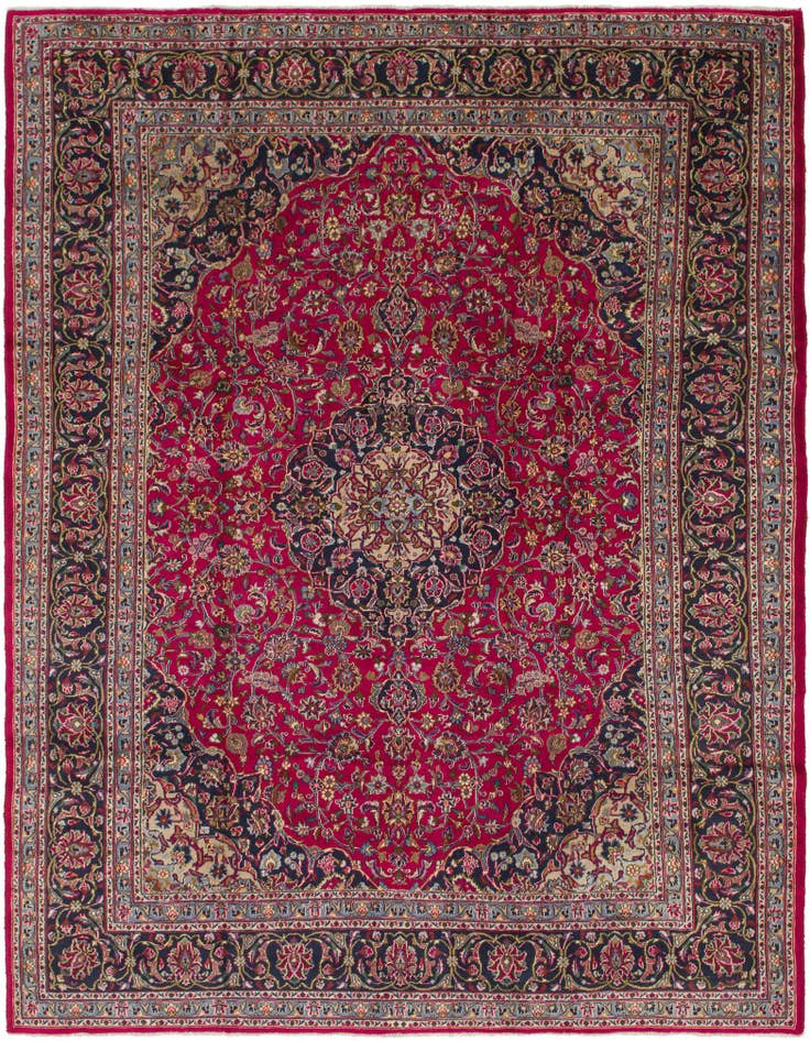 Detail image of 10' x 12' 8 Hand Knotted Mashad Persian Wool Rug