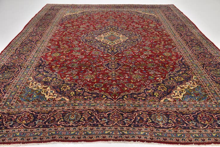 Detail image of 9' 8 x 12' 8 Hand Knotted Mashad Persian Wool Rug