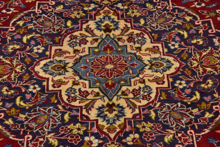 Detail image of 9' 8 x 12' 8 Hand Knotted Mashad Persian Wool Rug