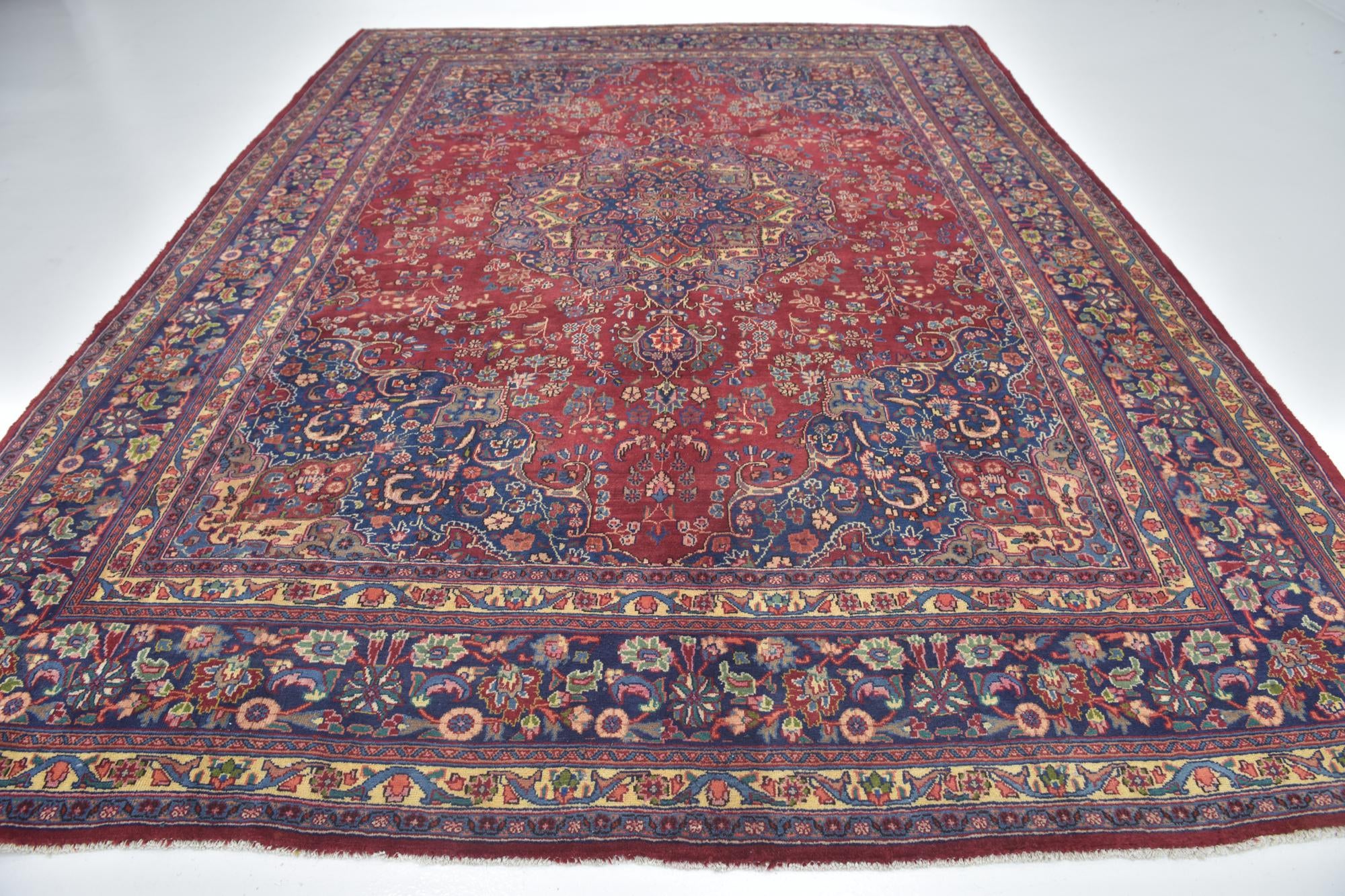 9' 8 x 13' 2 Hand Knotted Mashad Persian Wool Rug