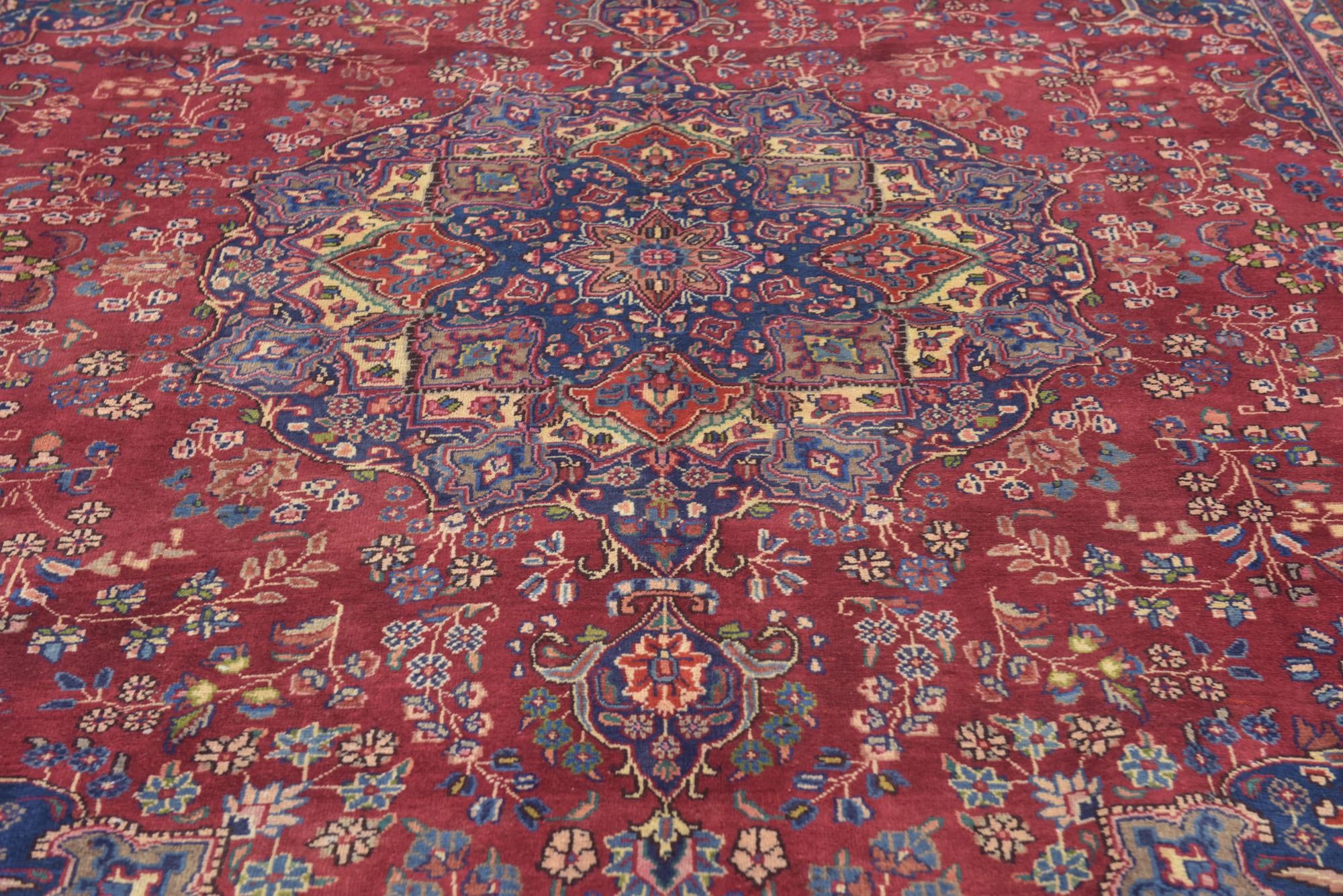 9' 8 x 13' 2 Hand Knotted Mashad Persian Wool Rug