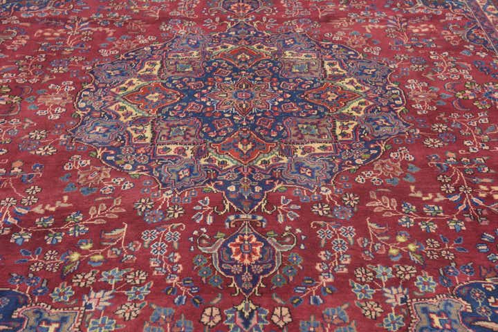 9' 8 x 13' 2 Hand Knotted Mashad Persian Wool Rug