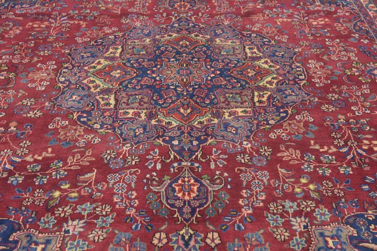 Detail image of 9' 8 x 13' 2 Hand Knotted Mashad Persian Wool Rug