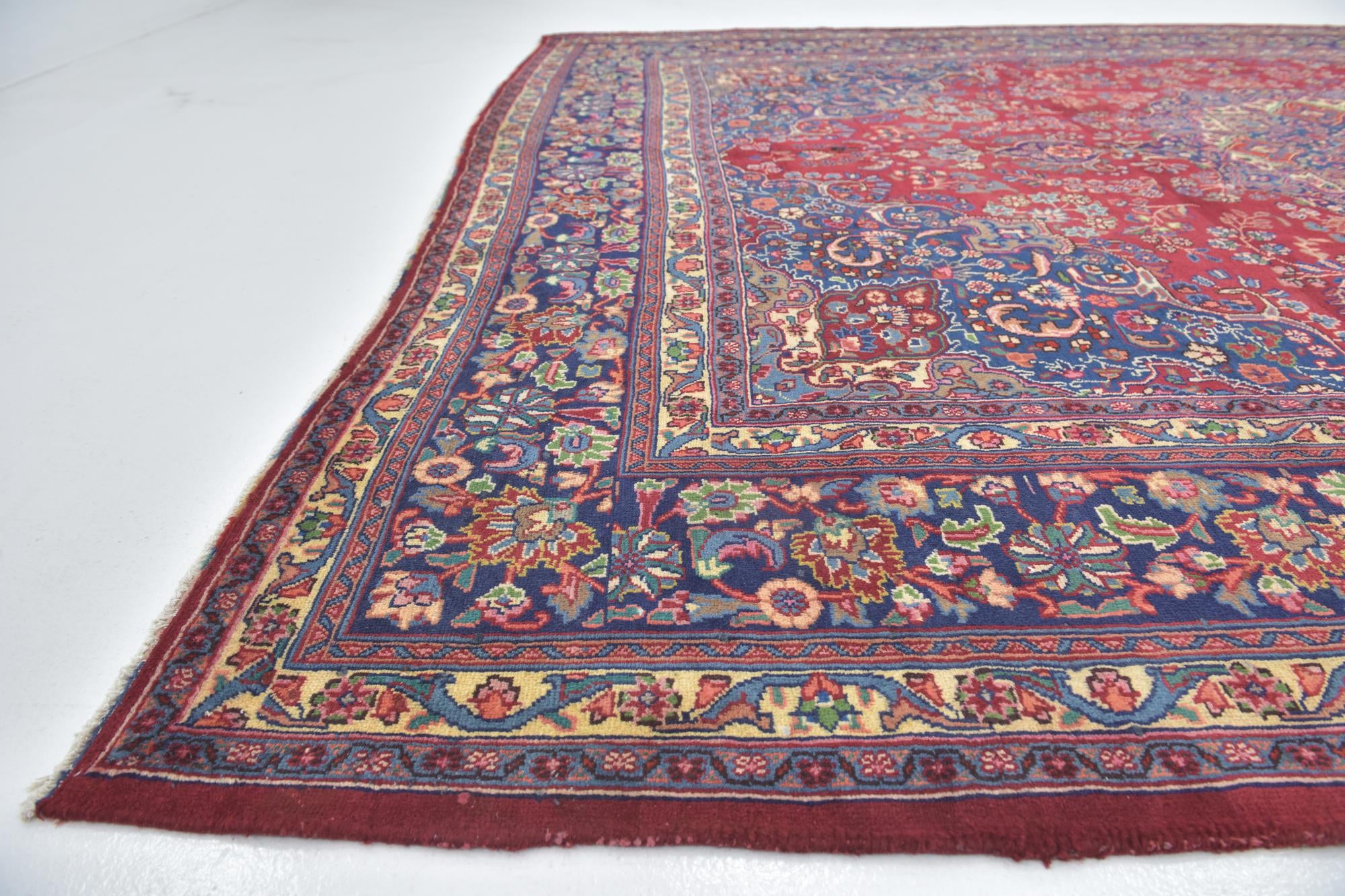 9' 8 x 13' 2 Hand Knotted Mashad Persian Wool Rug