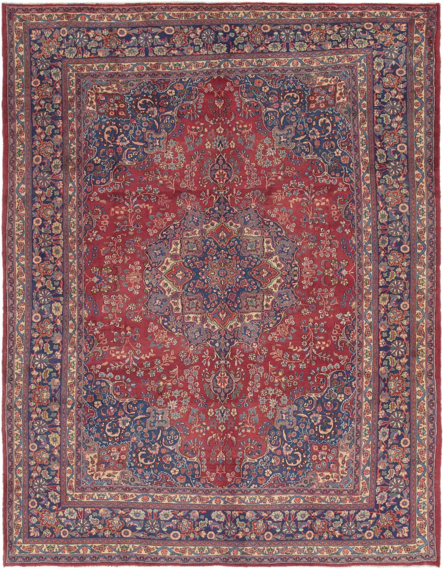 9' 8 x 13' 2 Hand Knotted Mashad Persian Wool Rug