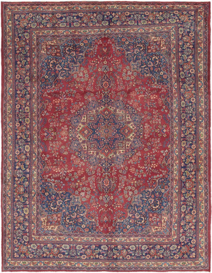 Detail image of 9' 8 x 13' 2 Hand Knotted Mashad Persian Wool Rug