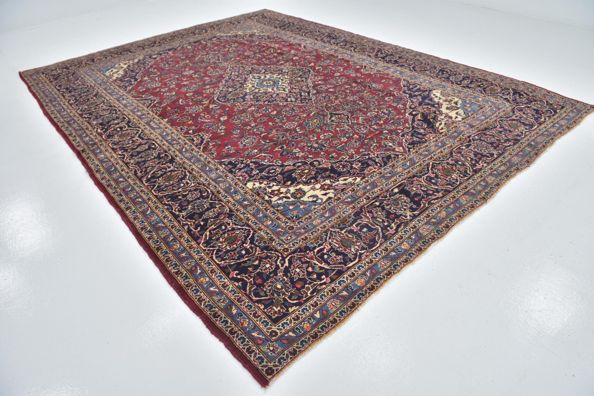 9' 10 x 12' 10 Hand Knotted Mashad Persian Wool Rug