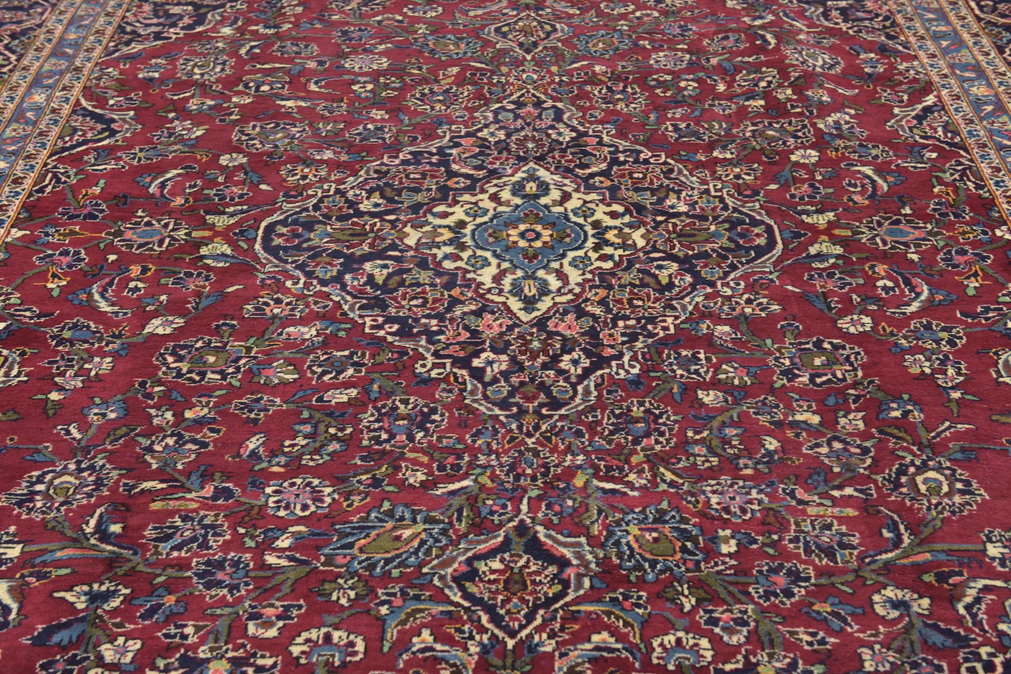 9' 10 x 12' 10 Hand Knotted Mashad Persian Wool Rug
