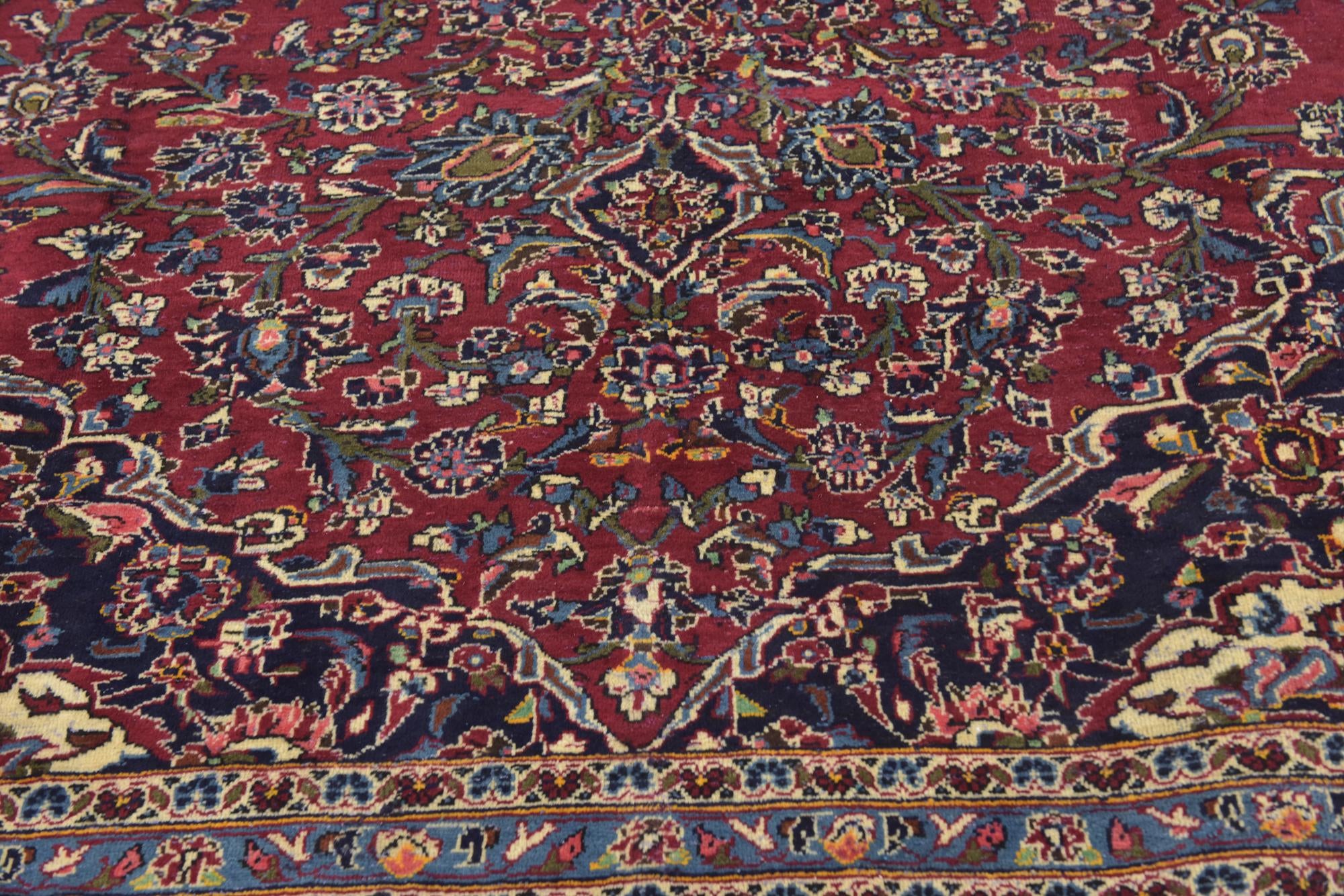 9' 10 x 12' 10 Hand Knotted Mashad Persian Wool Rug