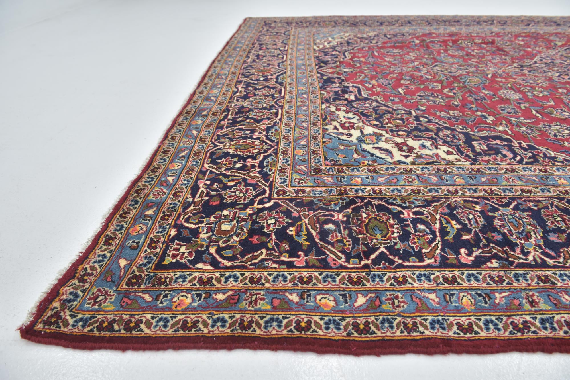 9' 10 x 12' 10 Hand Knotted Mashad Persian Wool Rug