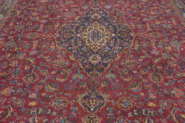 9' 6 x 13' Hand Knotted Mashad Persian Wool Rug