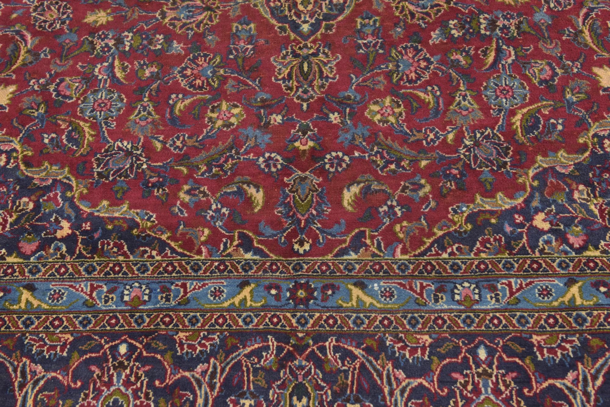 9' 6 x 13' Hand Knotted Mashad Persian Wool Rug