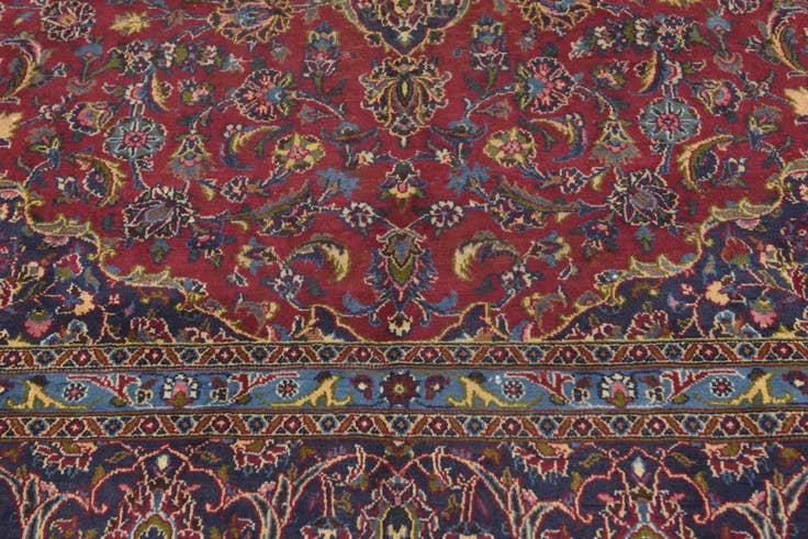 Detail image of 9' 6 x 13' Hand Knotted Mashad Persian Wool Rug
