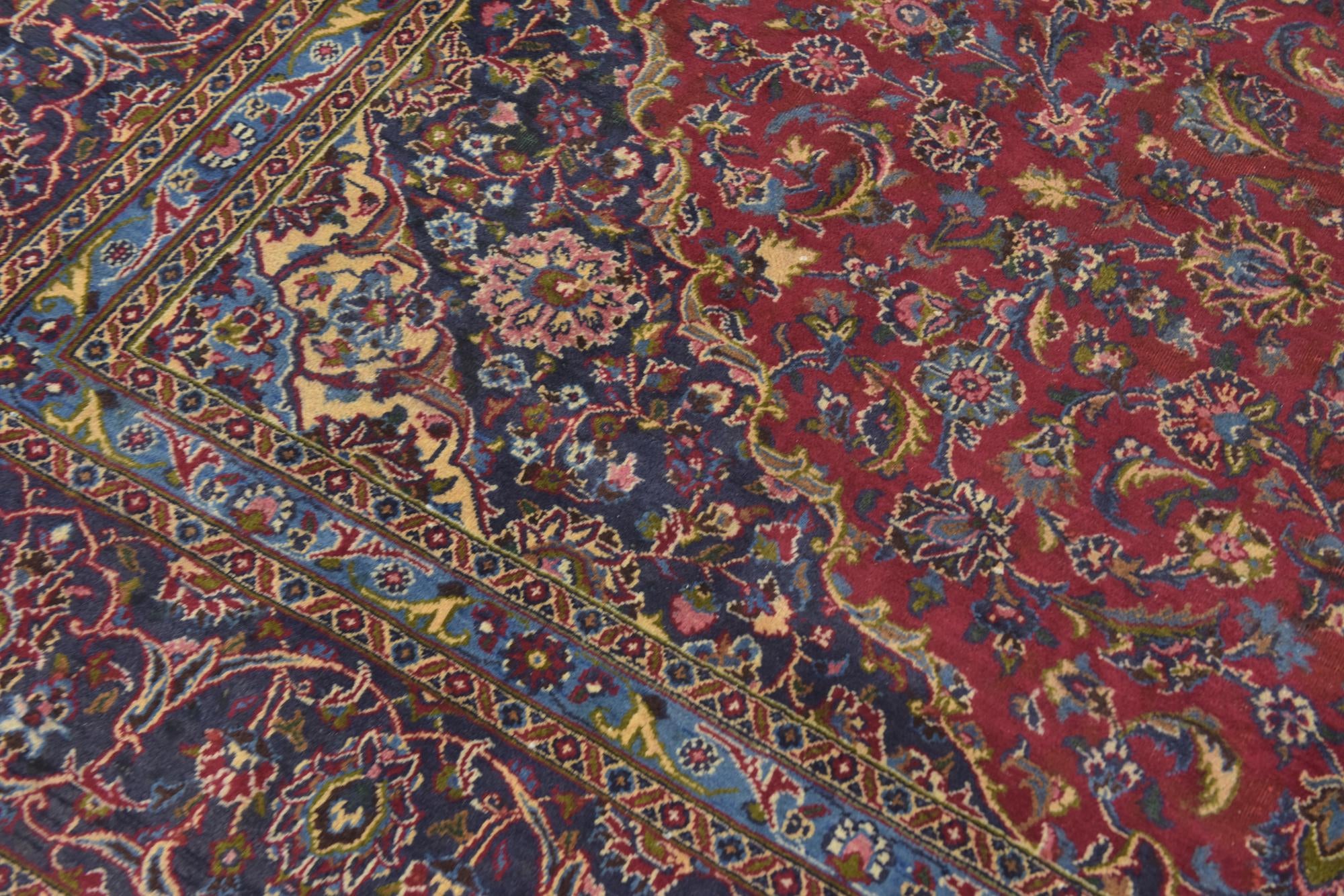 9' 6 x 13' Hand Knotted Mashad Persian Wool Rug