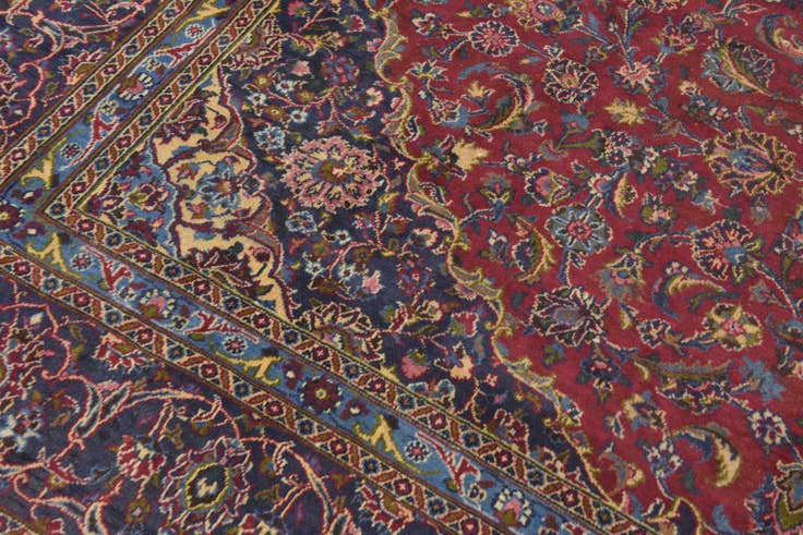 Detail image of 9' 6 x 13' Hand Knotted Mashad Persian Wool Rug