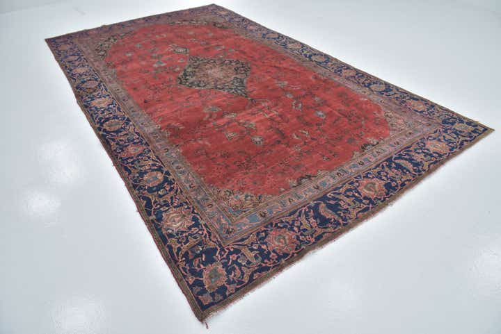 7' 3 x 13' Hand Knotted Mashad Persian Wool Rug
