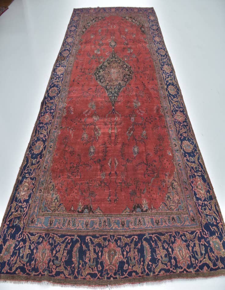 Detail image of 7' 3 x 13' Hand Knotted Mashad Persian Wool Rug