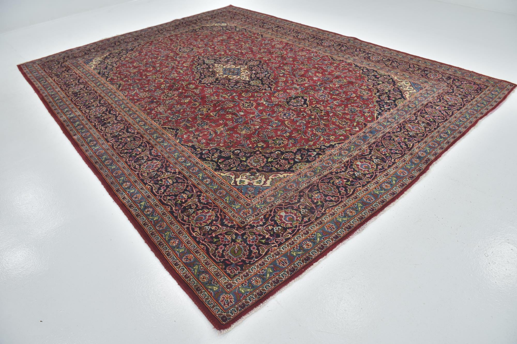 9' 8 x 12' 6 Hand Knotted Mashad Persian Wool Rug