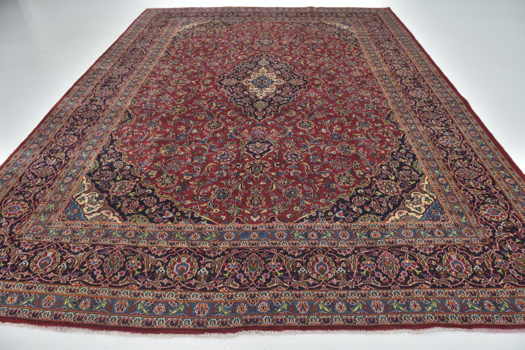 9' 8 x 12' 6 Hand Knotted Mashad Persian Wool Rug