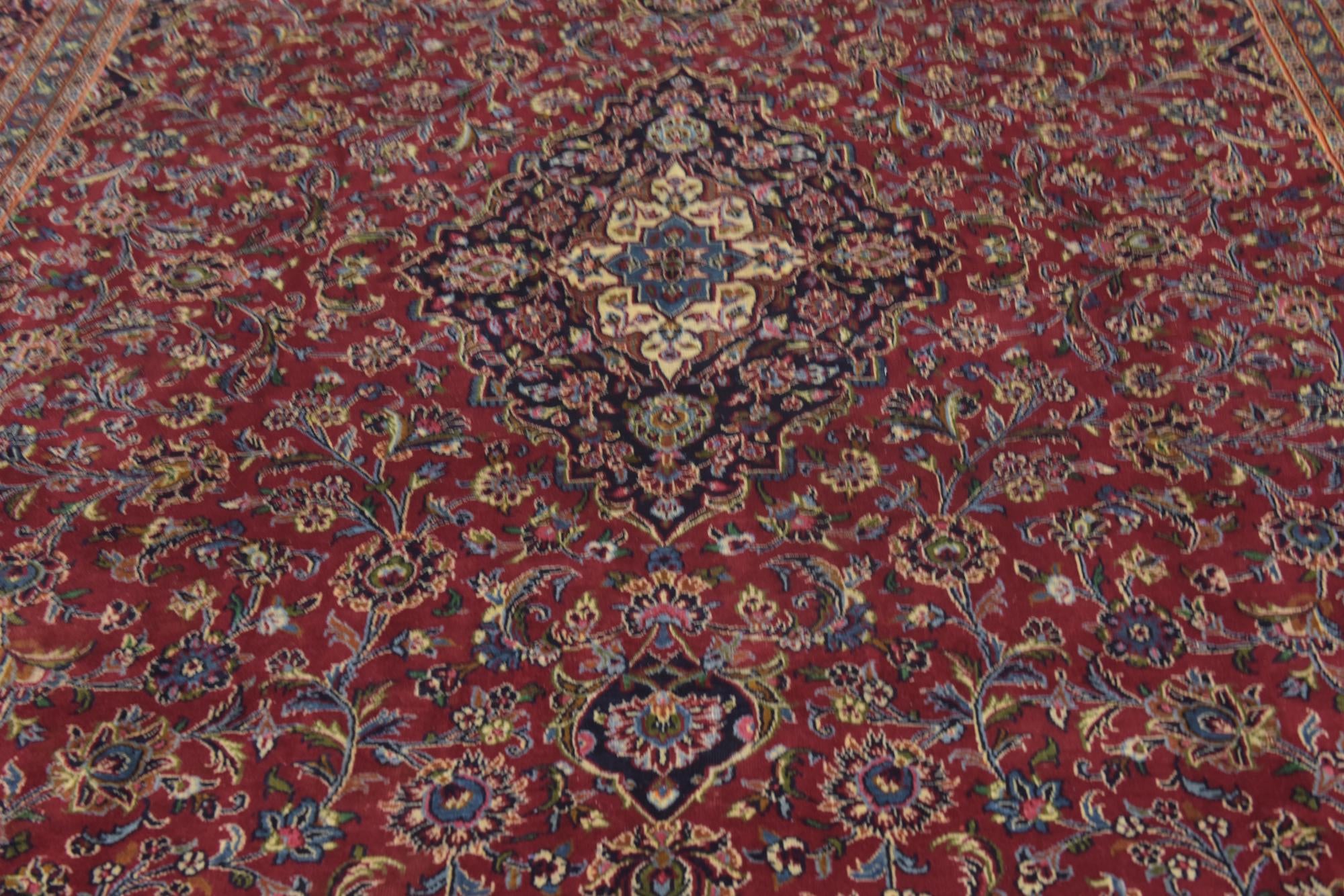 9' 8 x 12' 6 Hand Knotted Mashad Persian Wool Rug