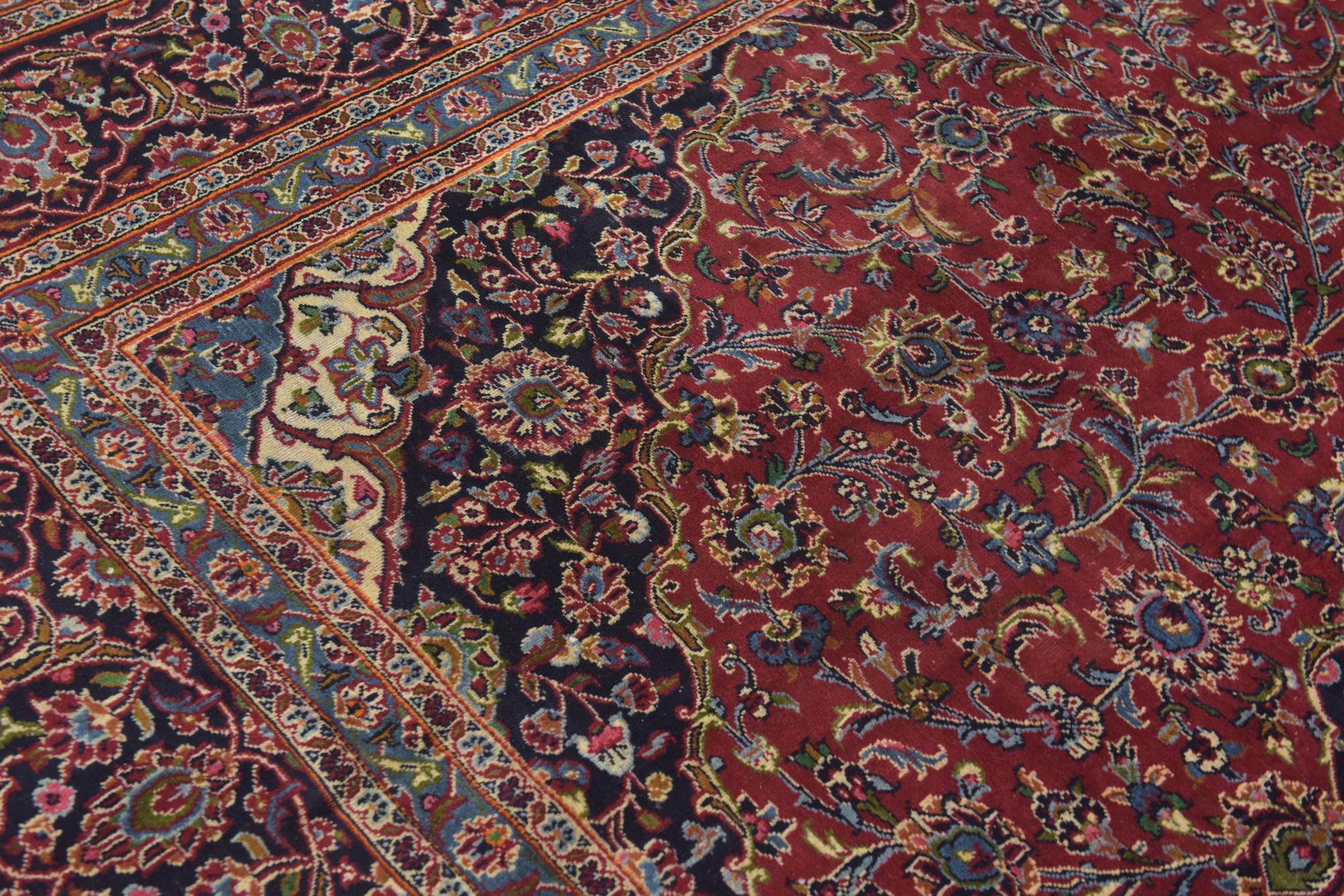 9' 8 x 12' 6 Hand Knotted Mashad Persian Wool Rug