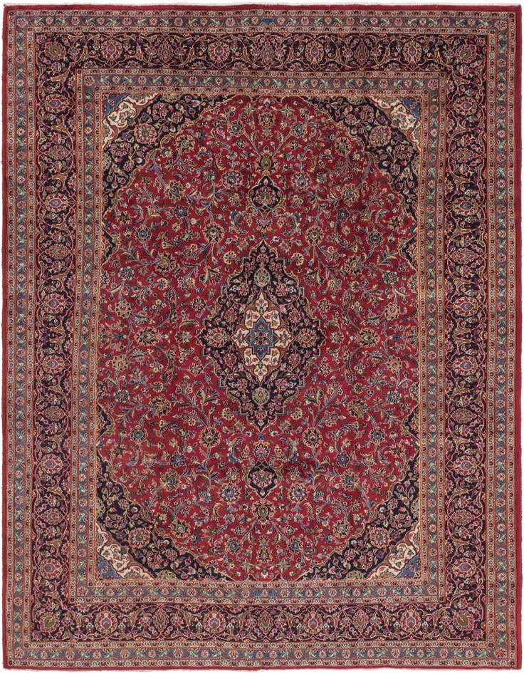 Detail image of 9' 8 x 12' 6 Hand Knotted Mashad Persian Wool Rug