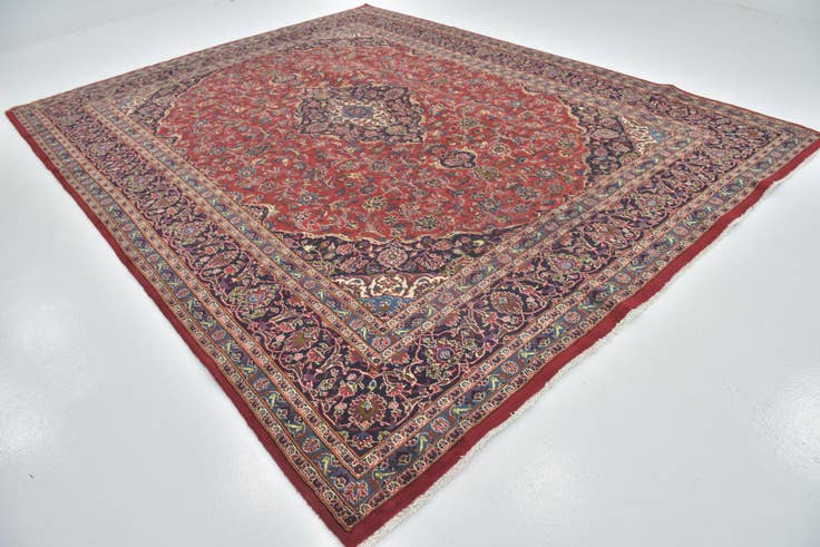 Detail image of 9' 9 x 12' 5 Hand Knotted Mashad Persian Wool Rug