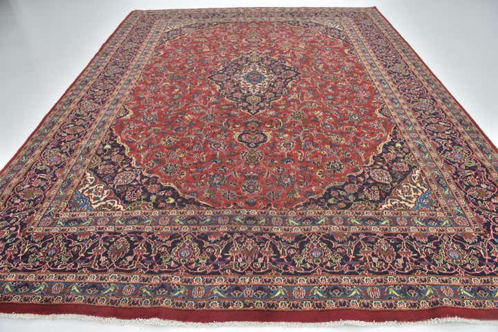 9' 9 x 12' 5 Hand Knotted Mashad Persian Wool Rug