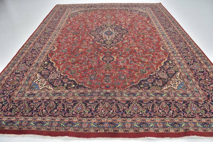 Detail image of 9' 9 x 12' 5 Hand Knotted Mashad Persian Wool Rug